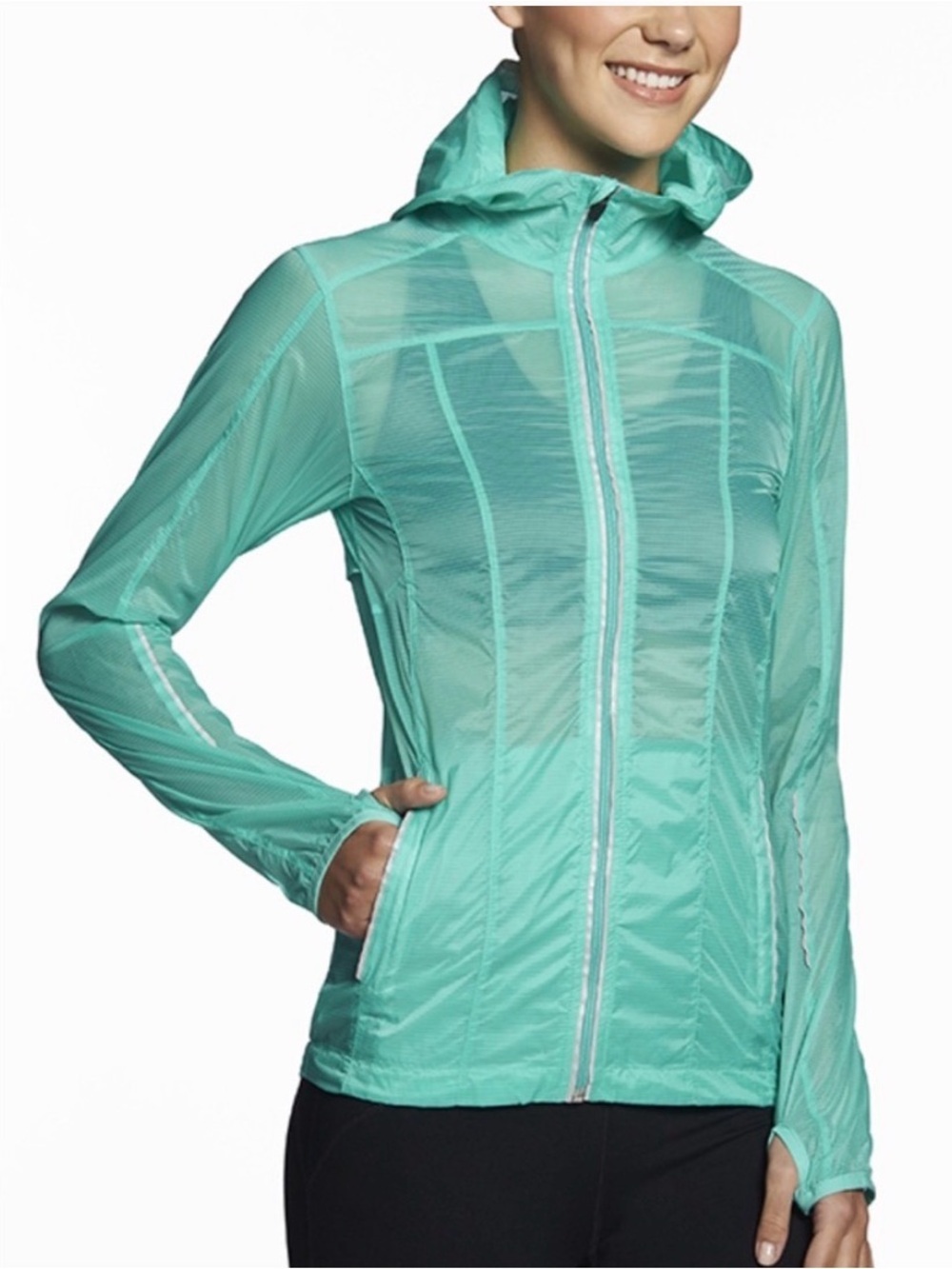 Fabletics Women's Aqua Hooded Windbreaker Jacket size small